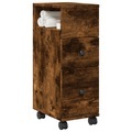 vidaXL Badschrank Schmal mit Rollen Räuchereiche Holzwerkstoff