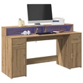 vidaXL LED-Schreibtisch Artisan-Eiche 160x55x91 Holzwerkstoff