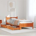 vidaXL Massivholzbett ohne Matratze Wachsbraun 75x190 cm Kiefernholz