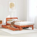 vidaXL Massivholzbett ohne Matratze Wachsbraun 90x190 cm Kiefernholz