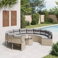vidaXL, vidaXL Gartensofa mit Tisch und Kissen Rund Beige Poly-Rattan