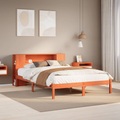 vidaXL Massivholzbett mit Regal ohne Matratze Wachsbraun 135x190 cm