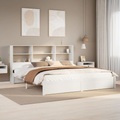 vidaXL Massivholzbett mit Regal ohne Matratze Weiß 200x200 cm Kiefer