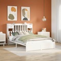 vidaXL Massivholzbett mit Regal ohne Matratze Weiß 150x200 cm Kiefer