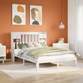 vidaXL Massivholzbett mit Regal ohne Matratze Weiß 135x190 cm Kiefer