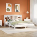 vidaXL Massivholzbett mit Regal ohne Matratze Weiß 180x200 cm Kiefer