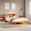 vidaXL Massivholzbett mit Regal ohne Matratze Wachsbraun 140x190 cm