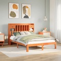 vidaXL Massivholzbett mit Regal ohne Matratze Wachsbraun 140x190 cm