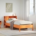vidaXL Massivholzbett mit Regal ohne Matratze Wachsbraun 90x190 cm