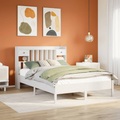 vidaXL Massivholzbett mit Regal ohne Matratze Weiß 160x200 cm Kiefer