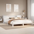 vidaXL Massivholzbett mit Regal ohne Matratze Weiß 180x200 cm Kiefer