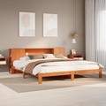 vidaXL Massivholzbett mit Regal ohne Matratze Wachsbraun 180x200 cm