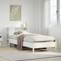 vidaXL Massivholzbett mit Regal ohne Matratze Weiß 100x200 cm Kiefer