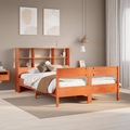 vidaXL Massivholzbett mit Regal ohne Matratze Wachsbraun 140x190 cm