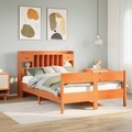 vidaXL Massivholzbett mit Regal ohne Matratze Wachsbraun 140x200 cm