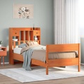 vidaXL Massivholzbett mit Regal ohne Matratze Wachsbraun 90x190 cm