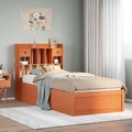 vidaXL Massivholzbett ohne Matratze Wachsbraun 90x200 Kiefernholz