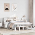 vidaXL Massivholzbett mit Regal ohne Matratze Weiß 150x200 cm