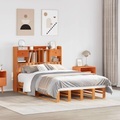 vidaXL Massivholzbett mit Regal ohne Matratze Wachsbraun 120x200 cm