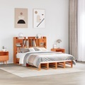 vidaXL Massivholzbett mit Regal ohne Matratze Wachsbraun 140x200 cm