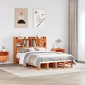 vidaXL Massivholzbett mit Regal ohne Matratze Wachsbraun 160x200 cm