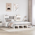 vidaXL Massivholzbett mit Regal ohne Matratze Weiß 200x200 cm Kiefer