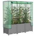 vidaXL, vidaXL Hochbeet mit Gewächshaus-Aufsatz Rattan-Optik 120x40x138 cm