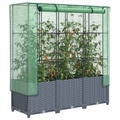 vidaXL, vidaXL Hochbeet mit Gewächshaus-Aufsatz Rattan-Optik 120x40x138 cm