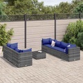 vidaXL 8-tlg. Garten-Lounge-Set mit Kissen Grau Poly Rattan