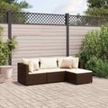 vidaXL 4-tlg. Garten-Lounge-Set mit Kissen Braun Poly Rattan