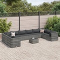 vidaXL 11-tlg. Garten-Lounge-Set mit Kissen Grau Poly Rattan