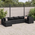 vidaXL 7-tlg. Garten-Lounge-Set mit Kissen Schwarz Poly Rattan