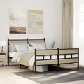 vidaXL Metallbett ohne Matratze Sonoma-Eiche 160x200 cm