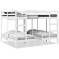 vidaXL, vidaXL Dreifach-Etagenbett Weiß 140x200/70x140 cm Massivholz Kiefer