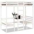 vidaXL Hochbett mit Schreibtisch & Stühlen Weiß 90x200 cm Kiefernholz