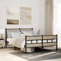 vidaXL Metallbett ohne Matratze Sonoma-Eiche 140x190 cm