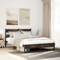vidaXL Metallbett ohne Matratze Räuchereiche 160x200 cm