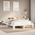 vidaXL Massivholzbett ohne Matratze Weiß 160x200 Kiefernholz