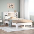 vidaXL Massivholzbett ohne Matratze Weiß 135x190 cm Kiefernholz