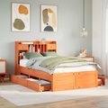 vidaXL Massivholzbett mit Regal ohne Matratze Wachsbraun 120x200 cm
