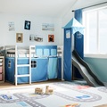 vidaXL Kinderhochbett mit Turm Blau 80x200 cm Massivholz Kiefer