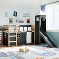 vidaXL Kinderhochbett mit Turm Weiß & Schwarz 90x200 cm Kiefernholz