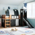 vidaXL Kinderhochbett mit Turm Weiß & Schwarz 80x200 cm Kiefernholz
