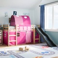 vidaXL Kinderhochbett mit Tunnel Rosa 80x200 cm Massivholz Kiefer