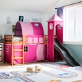 vidaXL Kinderhochbett mit Turm Rosa 90x200 cm Massivholz Kiefer