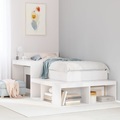 vidaXL Nachttisch mit Schreibtisch Weiß 222x122x75 cm Massivholz