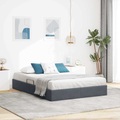 vidaXL Aufbewahrungsbett mit Kopfteil Dunkelgrau 135 x 190 cm Samt