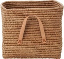 Rice kleiner Raffia-Korb mit Leder-Griffen