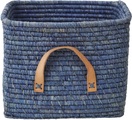 Rice kleiner Raffia-Korb mit Leder-Griffen