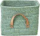 Rice kleiner Raffia-Korb mit Leder-Griffen